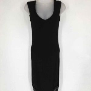 EUC Guess Collection Women’s Maxi Dress Black Sleeveless Scoop Lined Crochet Hem